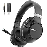 COOSII Wireless Headphones with Microphone, Bluetooth Over Ear Soft 40H Playtime Foldable Headset with Retractable Mic, USB Dongle, Mute for Gaming, Office, Smartphone, Computer, Laptop