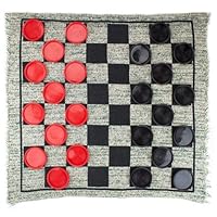Jumbo 2-Sided Checker, Tic Tac Toe and Mega Tic Tac Toe Rug Game Set - Includes Complete Set of Checkers!