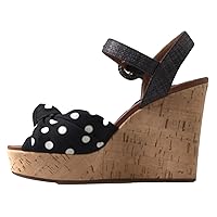 Dolce & Gabbana Black Wedges Polka Dotted Ankle Strap Shoes Women's Sandals