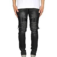 Men's Distressed Skinny Jeans Slim Fit Stretch Biker Denim Trousers Hip Hop Jean Pants Streetwear with Pockets