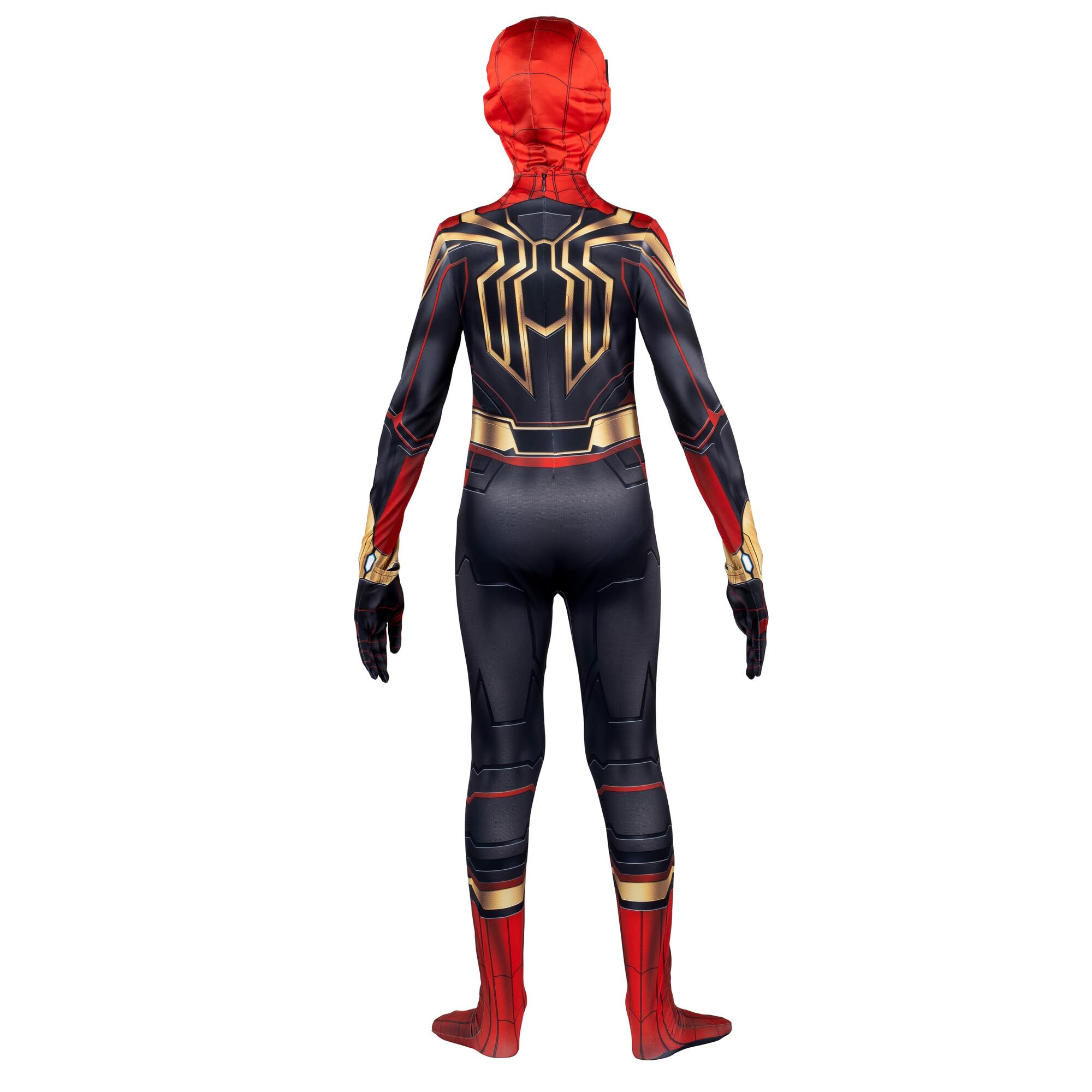 MARVEL Integrated Spider-Man Official Youth Deluxe Zentai Suit - Spandex Jumpsuit with Printed Design and Spandex Detachable Mask with Plastic Eyes
