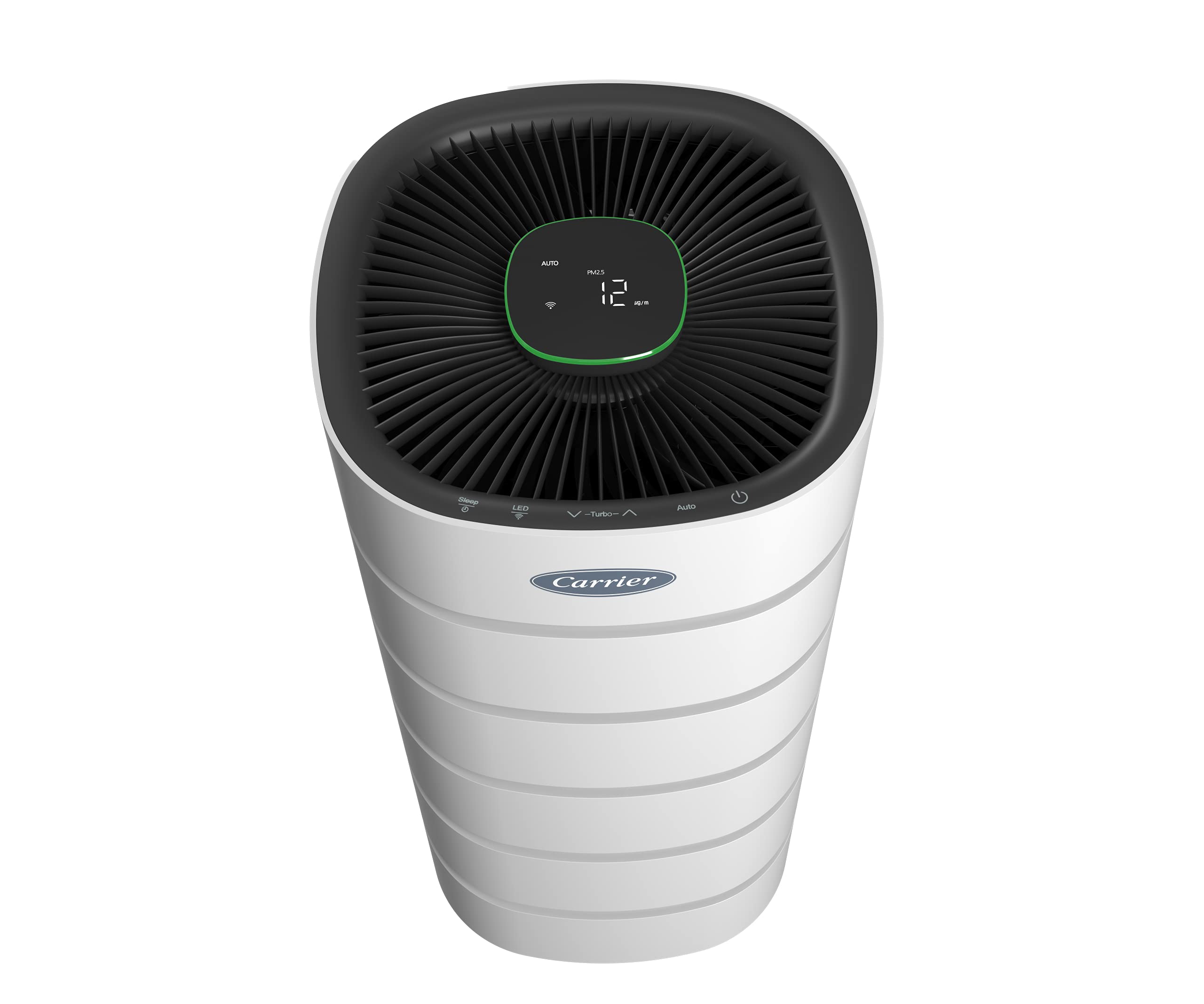 Carrier Smart Air Purifier Includes HEPA Filter and Air Quality Sensor, AHAM Verified for Rooms up to 560 Sq. Ft. with 360 Degree Filtration, White, 31.5 Inches (RMAP-SXL)