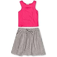 Speechless Girls', Knit Top and Plaid Skirt Set, Pink/Black, Medium