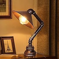 Steampunk Table Lamp, Industrial Water Pipe Lamp Retro Iron Piping Desk Lamp Vintage Nightstand Lamps for Bedroom Living Room Kitchen Café Dorm Pub (Not Include Bulb)