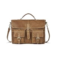 Men Leather Bag Vintage Leather Laptop Briefcase Postman Handbag Unisex New