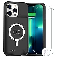 Battery Case for iPhone 13 Pro Max, 10800mAh Rechargeable Portable Charging Case with Wireless Charging Compatible for iPhone 13 Pro Max (6.7 inch) with CarPlay Battery Pack Charger Case (Black)