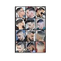 Modern Barbershop Salon Haircut Men Infographic Poster Laminated Men's Hairstyle Haircut Poster Poster for Room Aesthetic Posters & Prints on Canvas Wall Art Poster for Room 08x12inch(20x30cm)
