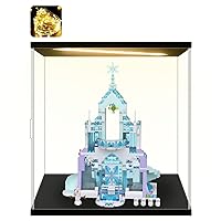 Acrylic Display Case for Collectibles Clear Acrylic Boxes for Display Figures Toys Building Castle 43172 Memoribilia Display Case Room Decoration Box(Black-Solid Yellow; 13.8*9.8*13.8 inch)