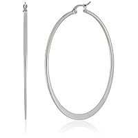 Amazon Essentials Stainless Steel Flattened Hoop Earrings (50mm)