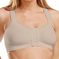 Alice Post-Surgery Bra Compression Front Closure w/Adjustable Straps for Breast Reductions, Augmentation, Mastectomy, Post Op Recovery, Skin-Friendly (Medium Tan) #3291