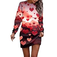 Women's Valentines Dress Long Sleeve Cute Day Dresses Pullover Hip Pack Sweater Dress Autumn, S-3XL
