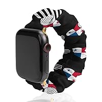 Panama Flag and U.S Flag Fashion Watch Strap Compatible with IWatch Bands Elastic Replacement Wristbands