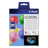 LC203XL LC201 Ink Cartridges Compatible for Brother LC203 LC201 High Yield Work with Brother MFC-J480DW MFC-J880DW MFC-J4420DW MFC-J680DW Printer (BK/CMY, 4 Pack)