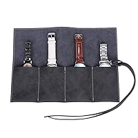Travel Watch Roll Organizer with 4 Slots,Watch Pouch & Band Storage,Watch Roll Organizer for Travel,Leather Watch Roll Travel Case- Ideal for Travelling or Home Use