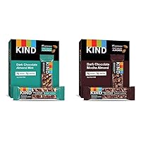 KIND Bars, Dark Chocolate Mint and Dark Chocolate Mocha Almond, Healthy Snacks, Gluten Free, Low Sugar, 12 Count
