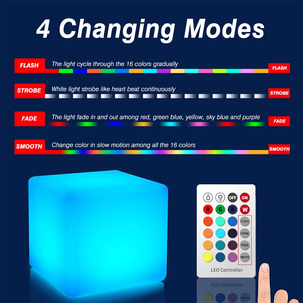 Mua YESIE 16-Inch Cordless LED Cube Chair Light,Detachable Easy Charging,Remote  Control Side Table,Accent Lava Lamp,16 RGB Colors Tesseract Cube Mood Lamp  for Adult trên Amazon Mỹ chính hãng 2023 Fado