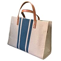 Fashion Women Handbags Female Purses Portable Briefcase OL Commuter Canvas Striped Tote Bag Top Handle Satchel Shoulder Bags