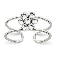 925 Sterling Silver Polished CZ Cubic Zirconia Simulated Diamond Flower Toe Ring Jewelry for Women