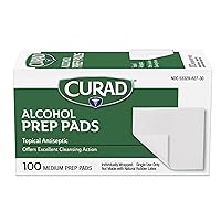 CURAD Medium 2-Ply Sterile Alcohol Prep Pads, Essential for First Aid Kits, 100/Box, Pack of 30