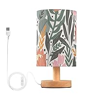 Night Lamp Cylinder Table Lamp Decor Eucalyptus Leaves Orange Flowers Lamp for Study Desk Porch Noche para ni? os