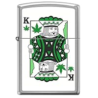 King of Pot Cannabis Poker Playing Card Satin Chrome Novelty Zippo Lighter