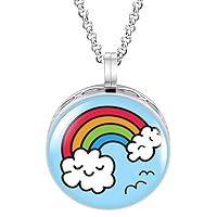 Wild Essentials Rainbow Cloud Enamel Finish Essential Oil Diffuser Necklace Gift Set - Includes Aromatherapy Pendant, 24