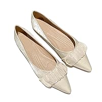 Bowknot Flats Shoes Women Comfortable Dressy Women's Flats Pointy Toe Casual Slip on Flats for Women