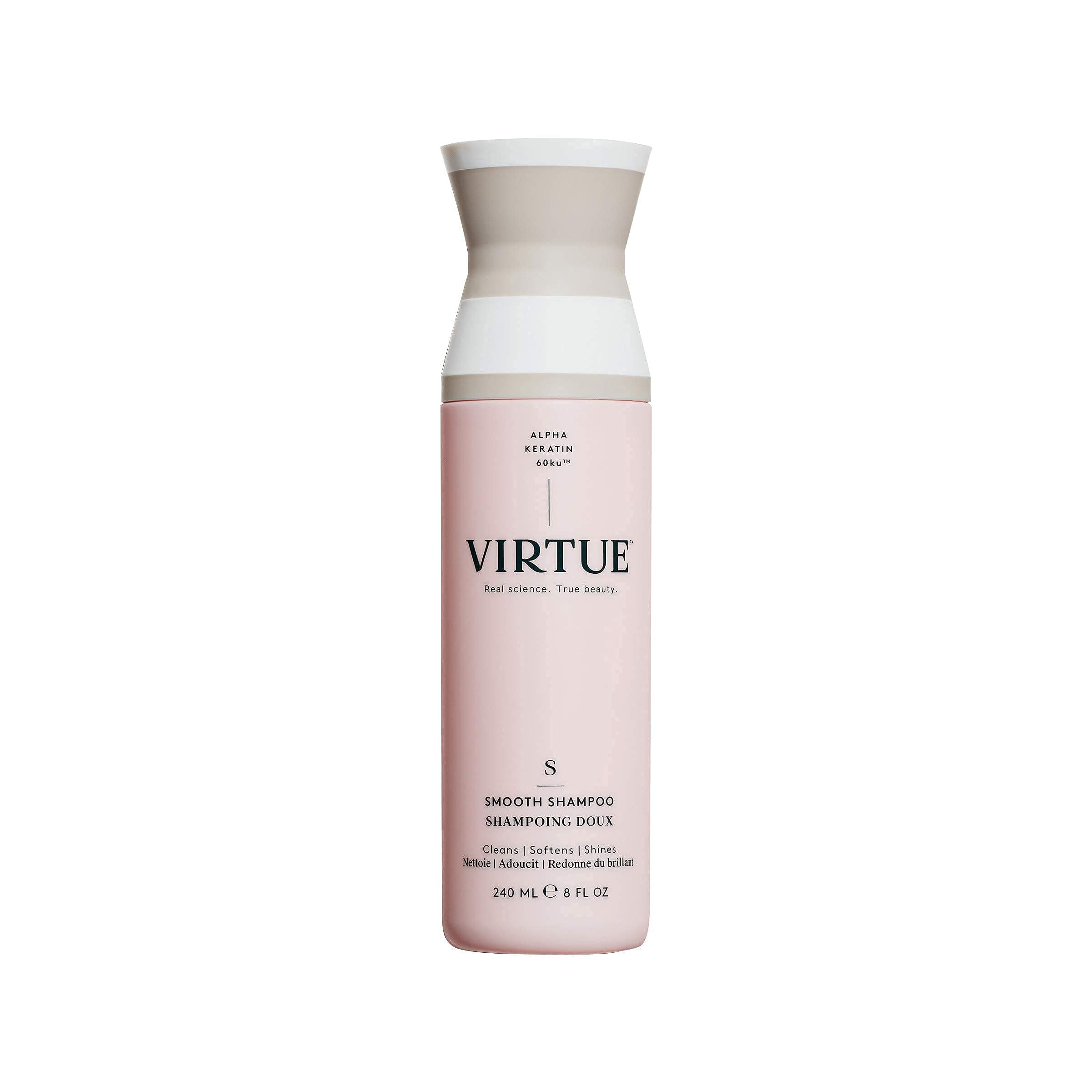 VIRTUE Smooth Shampoo & Conditioner Set | Full Size | Alpha Keratin Smooths Frizzy, Coarse, Curly Hair | Sulfate Free, Paraben Free, Color Safe