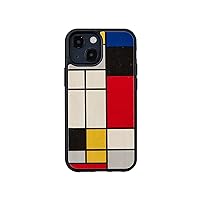 Man&Wood I21218i13MN iPhone 13 Mini Case, Natural Wood, Mondrian Wood, Hybrid TPU and Polycarbonate with Strap Hole, Wireless Charging, Genuine Japanese Product