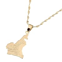Cameroon Map Flag Pendant Necklace Chain Women Men Africa Jewelry Cameroun Necklaces