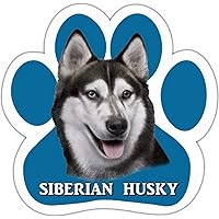 Siberian Husky Car Magnet With Unique Paw Shaped Design Measures 5.2 by 5.2 Inches Covered In UV Gloss For Weather Protection