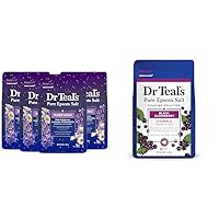 Dr Teal's Sleep Soak with Pure Epsom Salt, Melatonin & Essential Oil Blend, 3 lb (Pack of 4) & Salt Soak with Pure Epsom Salt, Elderberry, 3 lbs