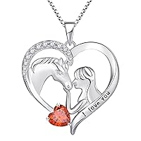 YL Horse Necklace 925 Sterling Silver Engrave I love you Horse Heart Pendant Jewelry for Women Girlfriend