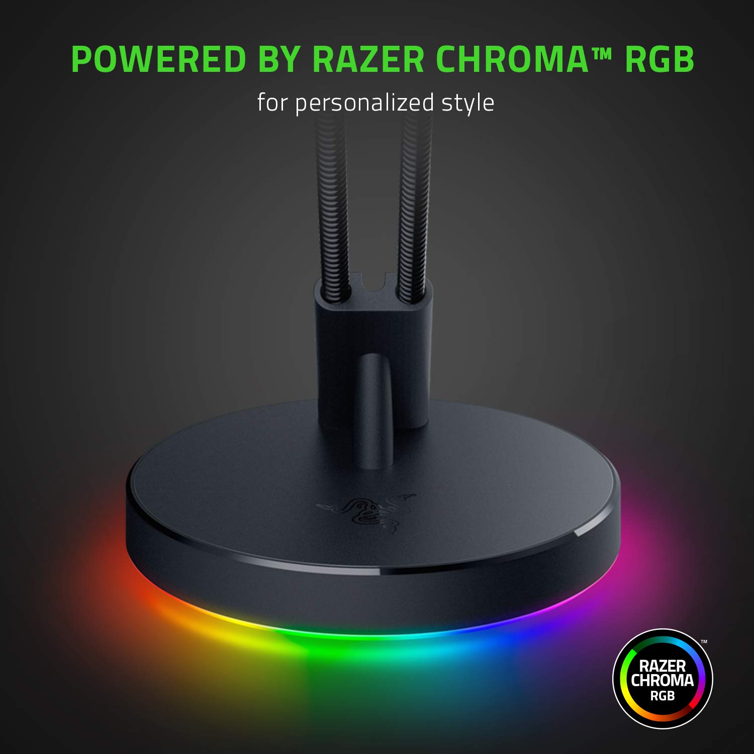 Razer Mouse Bungee V3 Chroma - Mouse Cable Holder with RGB Lighting (Spring Arm with Cable Clip, Heavy Non-Slip Base, Cable Management) Black