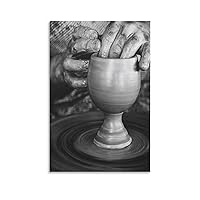 Black And White Art Poster Pottery Pot Porcelain Making Poster Canvas Posters Poster Decorative Painting Canvas Wall Art Living Room Posters Bedroom Painting 24x36inch(60x90cm)