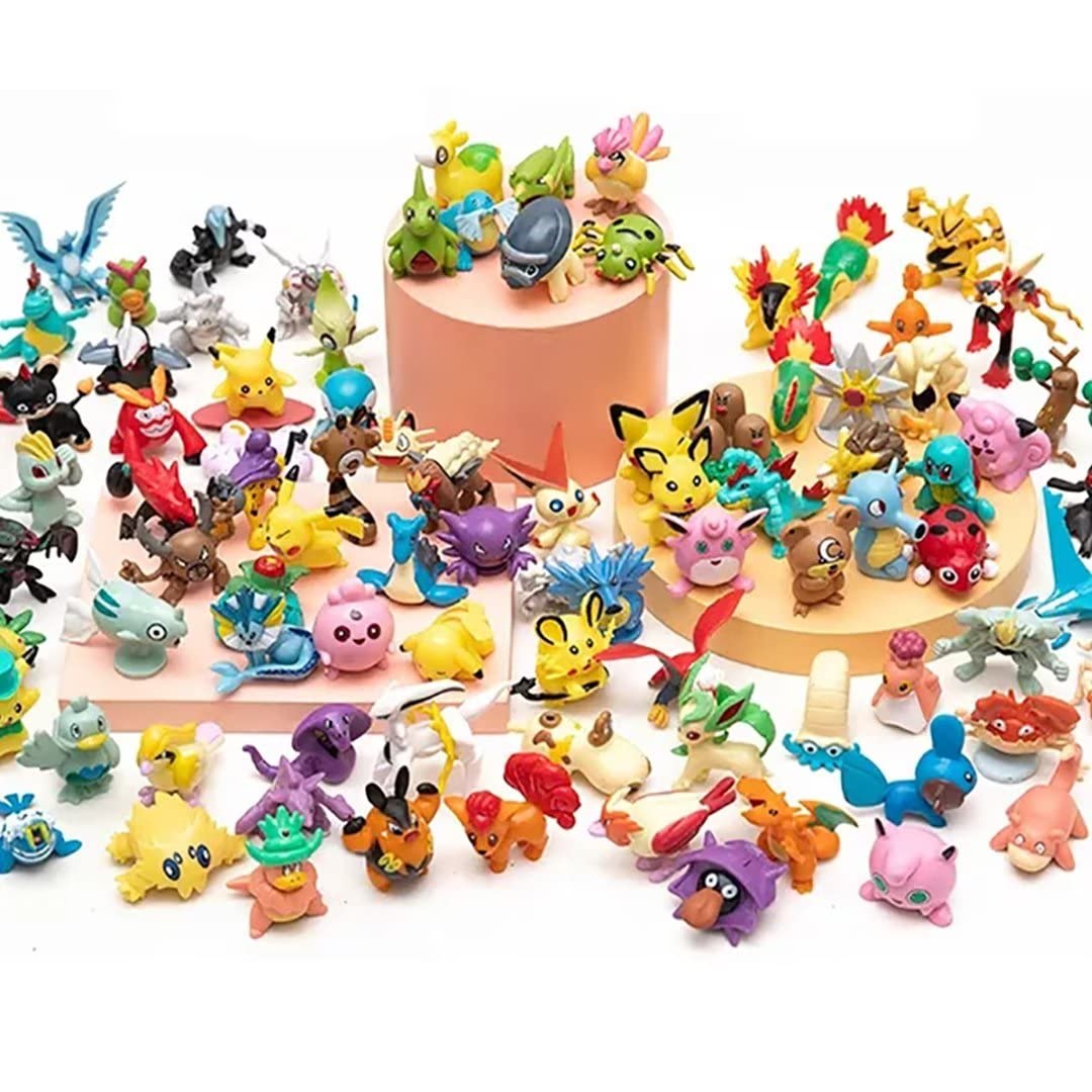 144 Pcs Anime Figures Toys, Not Repeating Poke Mon Battle Action Figures, Poke mon Collection Bulk Figure, Player Collection and Game Prize Supplies