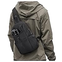 Black Sling Crossbody Bag for Men Women, Tactical Backpack Shoulder Daypack Mini Anti-Theft Motorcycle Chest Bags, Small One Strap Backpack for Casual Travel Hiking Outdoor Sports