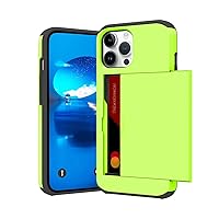 ZIYE Compatible with iPhone 15 Case with Card Holder 15 Wallet Case Anti-Scratch Dual Layer Hidden Pocket Phone Case Shockproof Cover for iPhone 15 6.1 Inch-Fluorescent Green