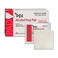 Alcohol Prep Pads - Sterile Antiseptic - Individually Wrapped Prep Pad for Injections, 70% Isopropyl Alcohol - Large Prep Pad, 1.7 in. x 3.5 in., 100 Count, 1 Pack