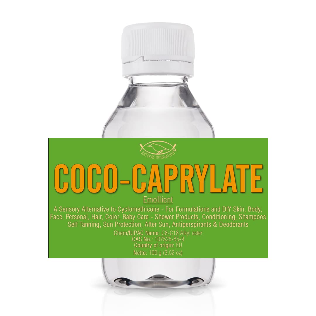 Artekas Innovation COCO-CAPRYLATE - Liquid - 100 g | 3.52 oz - Emollient - For Formulations and DIY Skin, Body, Face, Personal, Hair Care - Shower Products, Conditioning, Shampoos
