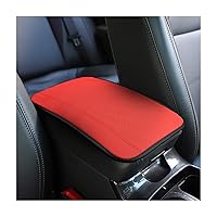 8sanlione Car Armrest Storage Box Mat, Fiber Leather Car Center Console Cover, Car Armrest Seat Box Cover Accessories Interior Protection for Most Vehicle, SUV, Truck, Car (Red)