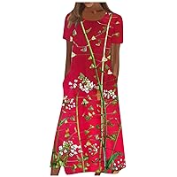 Dresses Dresses for Women 2024 Maxi Dresses for Women 2024 Casual Maxi Dresses for Women 2024 Girl Dress Winter Wedding Guest Dress Mexican Dress for Girls Summer Tops Casual Red L