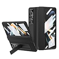 Case Compatible with Samsung Galaxy Z Fold 3,Built-in Screen Protector+Hidden Kickstand+Wireless Charging Hinge Protection Shockproof 360 Full Protective Phone Cover (Black)