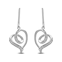 Amazon Essentials Sterling Silver Diamond Accent Heart Earrings (previously Amazon Collection)