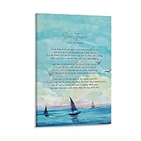 QHIUCS Sea Fever by John Masefield Poem Poster Canvas Painting Posters And Prints Wall Art Pictures for Living Room Bedroom Decor 16x24inch(40x60cm) Frame-style