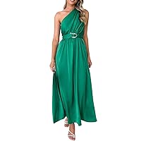 Women's Formal Dresses 2023 One Shoulder Cutout Maxi Dress Elegant Prom Bodycon Holiday Party Cocktail Dress