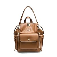 miss fong Small Diaper Bag, Mini Diaper Bag Dackpack Leather Diaper Bag Backpack with 12 Diaper Bag Organizer, Insulated Pocket, 2 Insulated Pockets (Brown)