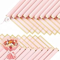 XIYUAN 20 Counts Gold Edge Fresh Flowers Wrapping Paper,DIY Crafts，Gift Packaging or Gift Box Packaging,Waterproof Flower Wrapping paper 22.8X22.8 inches Florist Bouquet Supplies,Gold Edge (Pink)