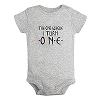 The one Where I turn ONE Funny Rompers, Newborn Baby Bodysuits, Infant Jumpsuits, Kids Short Clothes,Novelty Outfits