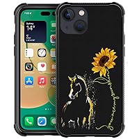 Compatible with iPhone 14 Plus Case Soft Phone Case Horse Sunflower Yellow Pattern Shockproof Anti-Scratch Case for Women Girls Compatible with iPhone 14 Plus
